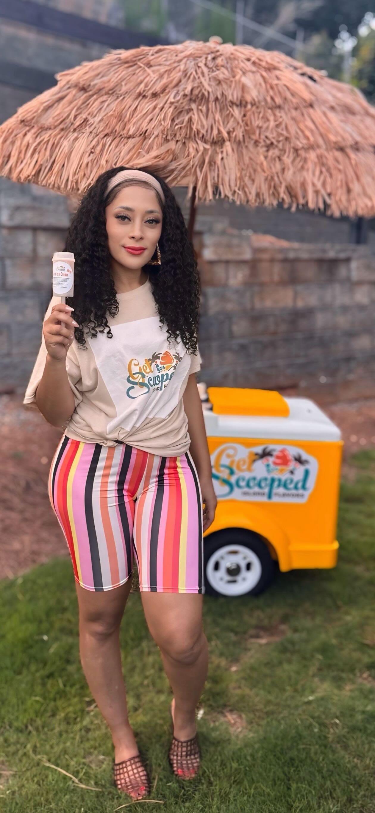 Founder Chandra serving Get Scooped Island Flavors